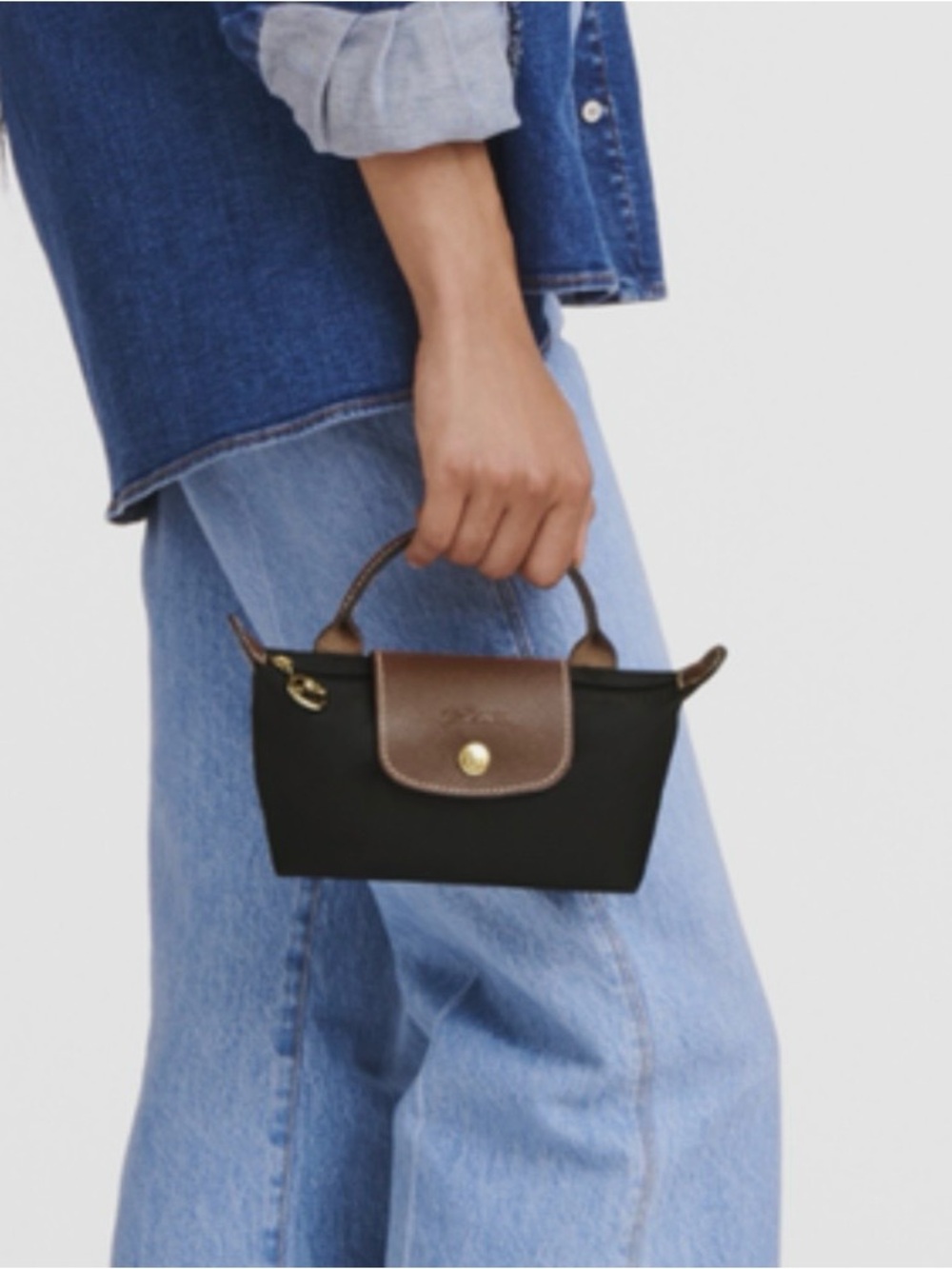 Longchamp LE PLIAGE ORIGINAL POUCH WITH HANDLE - Black  new